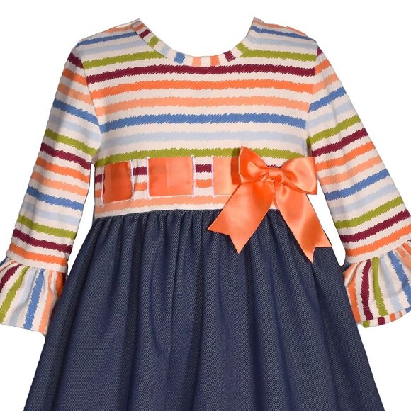 NEW Bonnie Jean Girls 0/3M-24M Pumpkin Thanksgiving Harvest Dress - Picture 2 of 4